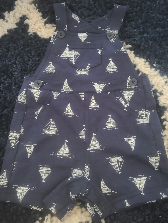 no brand Other - Navy Sailboat Print Baby Overalls, NWOT